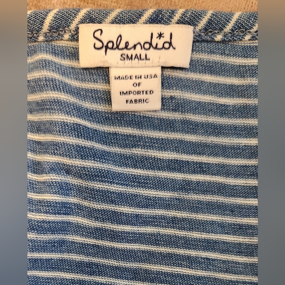 SPLENDID Cute Blue Chambray Shorts with Knit Striped Top Sleeveless Romper EUC - Picture 3 of 5